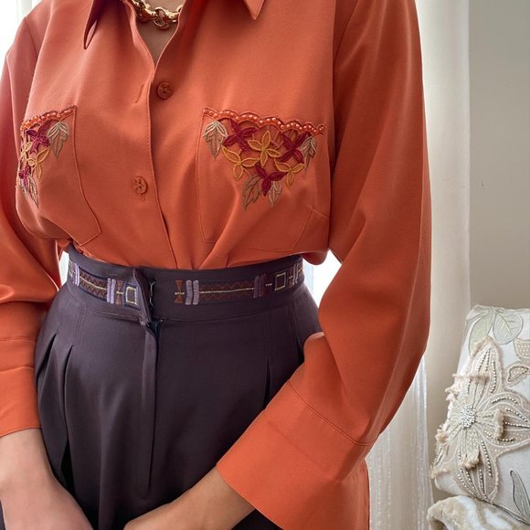 SOLD Kathy Che Flower Pocket Top (vintage) - Picture 4 of 8